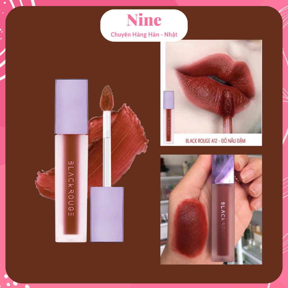 Son Kem Lì A12 Black Rouge Đỏ Gạch Trầm - Dashed Brown | Nine Hàn Nhật