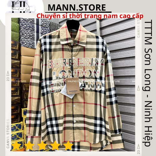 Áo sơ mi Burberry dài tay kẻ caro sọc dài tay BBR nam nữ unisex form rộng, chất mềm đẹp_Mann.story