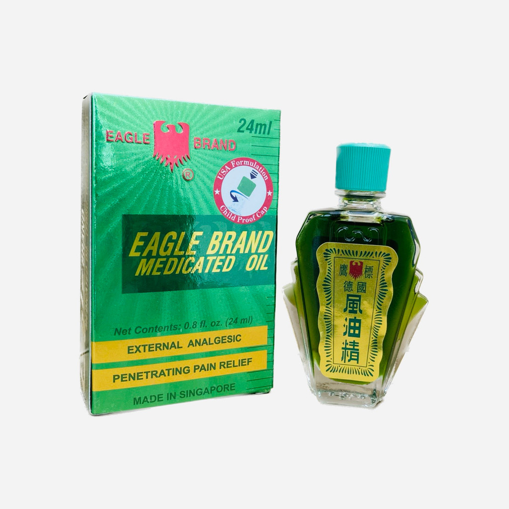 Dầu gió xanh Con Ó EAGLE BRAND MEDICATED OIL 2 nắp USA chai 24ml