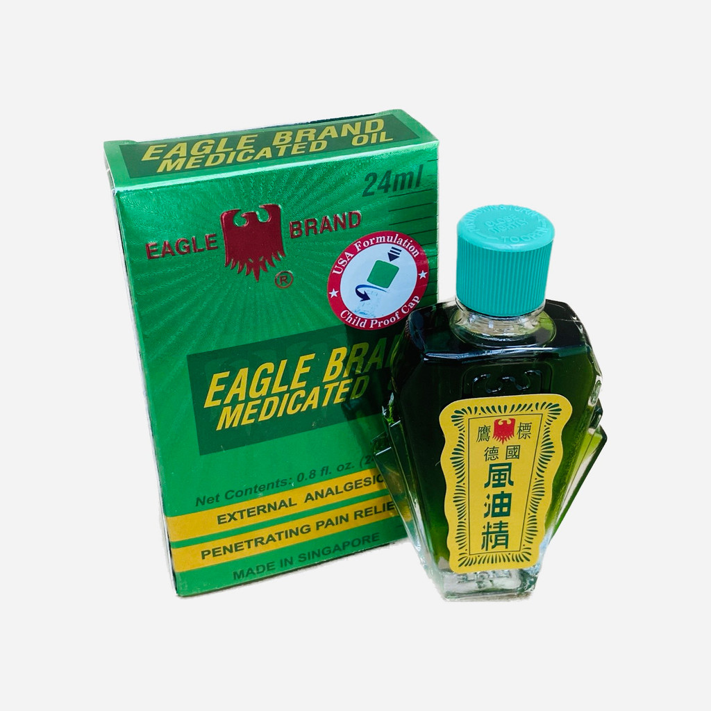Dầu gió xanh Con Ó EAGLE BRAND MEDICATED OIL 2 nắp USA chai 24ml