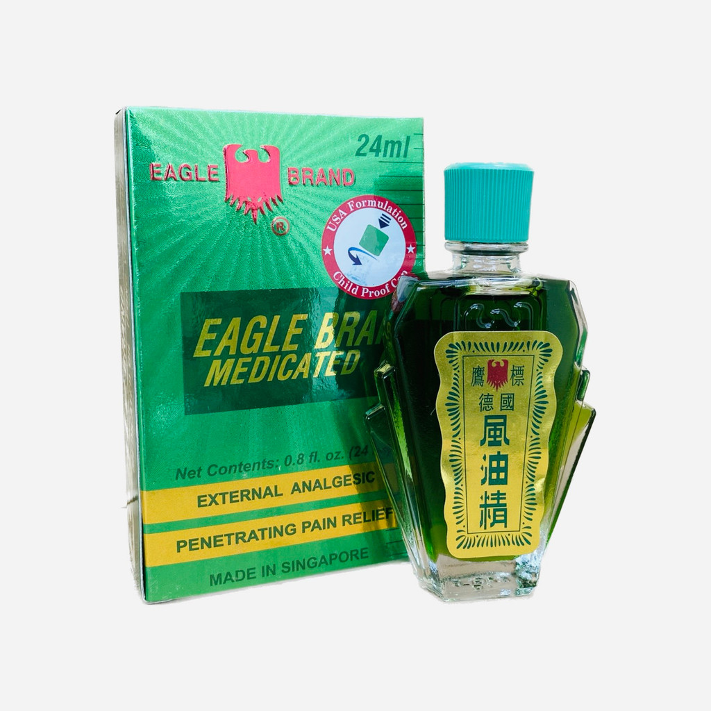 Dầu gió xanh Con Ó EAGLE BRAND MEDICATED OIL 2 nắp USA chai 24ml