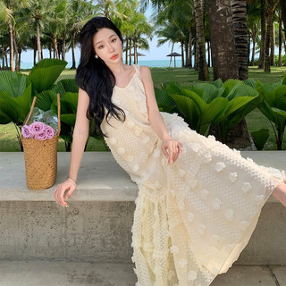 Đầm maxi ren hoa nổi cổ tích siêu xinh