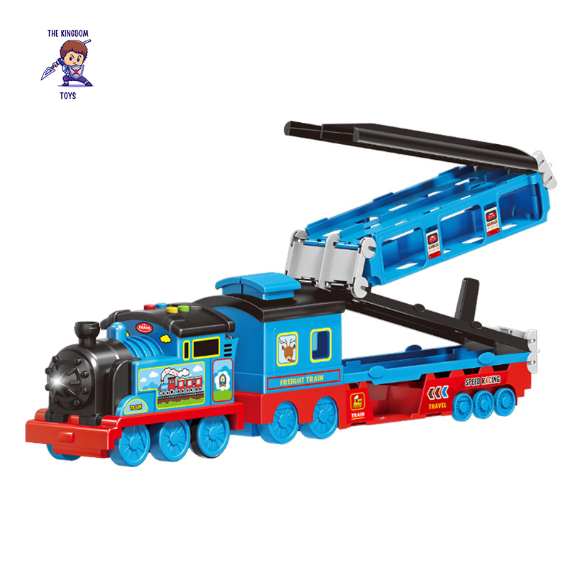 Đồ Chơi Tàu Hỏa Biến Hình Đường Đua Bệ Phóng Cao Cấp Cỡ Lớn Dài 135CM Có Nhạc Tặng Kèm 6 Siêu Xe