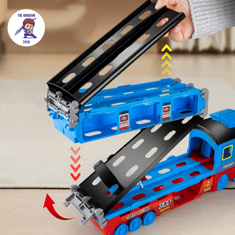 Đồ Chơi Tàu Hỏa Biến Hình Đường Đua Bệ Phóng Cao Cấp Cỡ Lớn Dài 135CM Có Nhạc Tặng Kèm 6 Siêu Xe