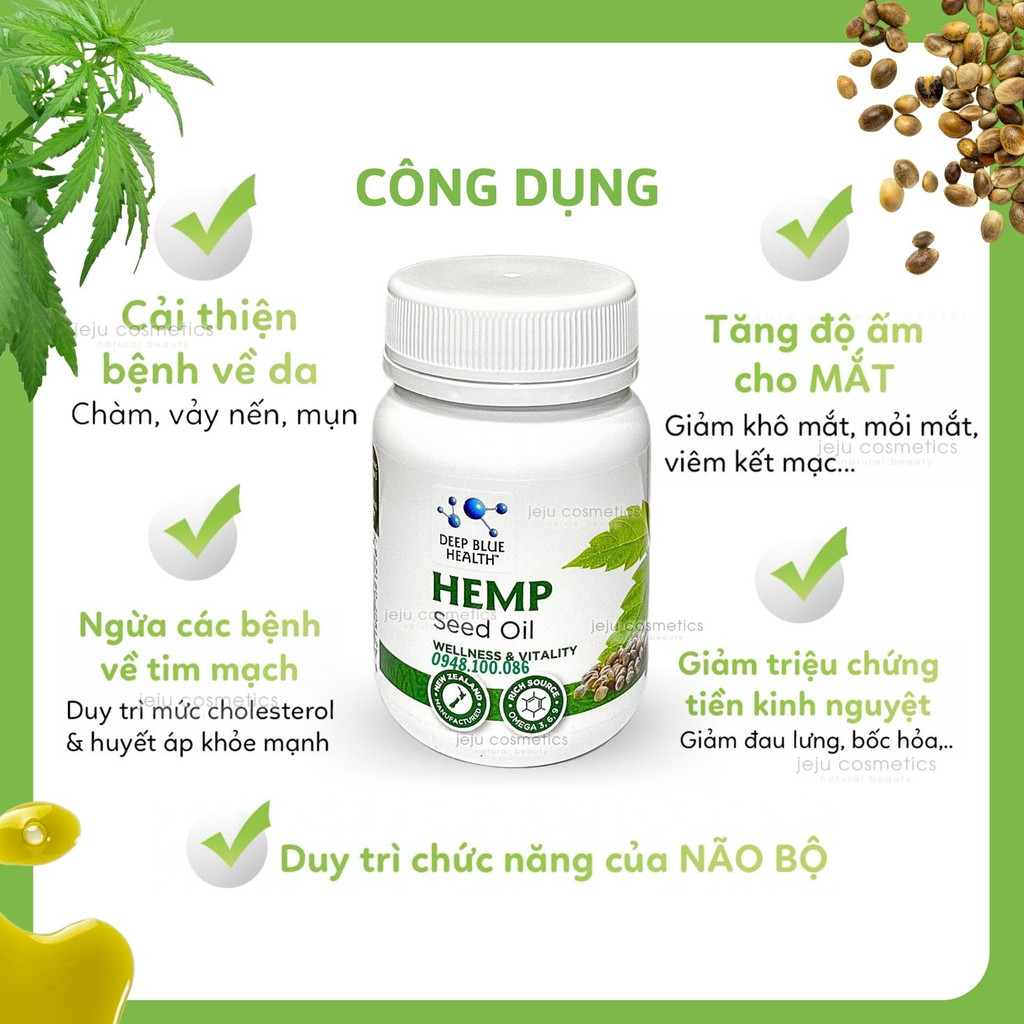 Tinh dầu hạt gai dầu Deep Blue Health Hem.p Seed Oil