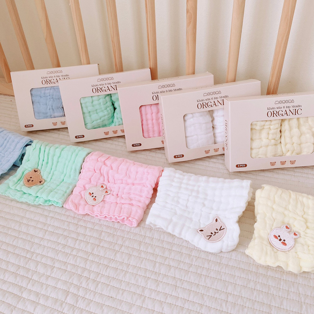 Khăn Sữa, Khăn Tắm 6 Lớp MONONA Kháng Khuẩn Cho Bé