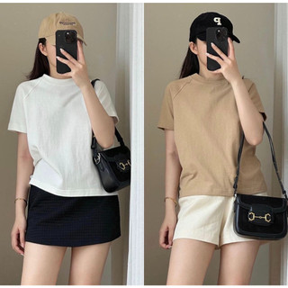Áo thun Babytee nữ cộc tay 3 màu trơn Basic chất thun Cotton tay Raglan