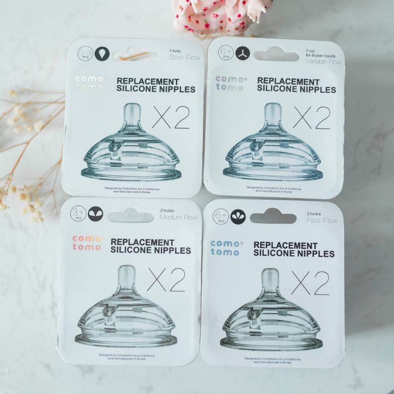 Núm ti bình sữa comotomo 1,2,3 y cut, chính hãng ,an toàn