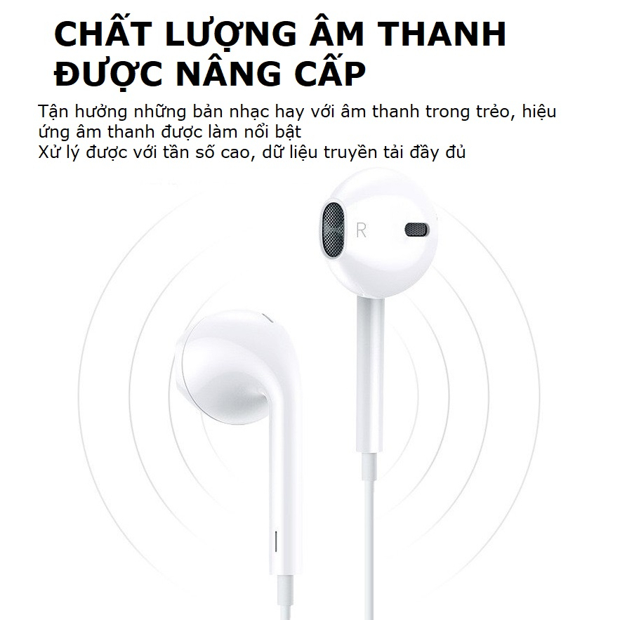 Tai nghe có dây nhét tai cho điện thoại có micro đàm thoại cổng jack cắm ip Type-C âm thanh HIFI - Gutek Y19