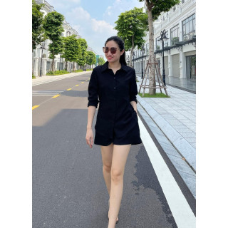 Set bộ nữ mặc nhà sơ mi phối quần sooc chất liệu thô cao cấp - Đồ bộ LUX Store V02 - L15