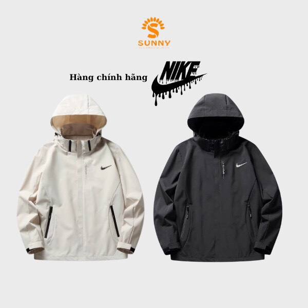 Áo khoác gió nike cao cấp chính hãng có mũ tháo rời form unisex nam nữ chất dù 2 lớp form rộng cá tính