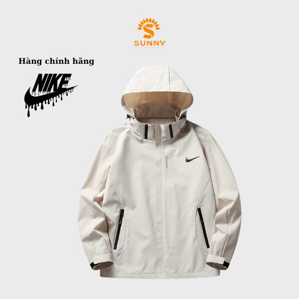 Áo khoác gió nike cao cấp chính hãng có mũ tháo rời form unisex nam nữ chất dù 2 lớp form rộng cá tính