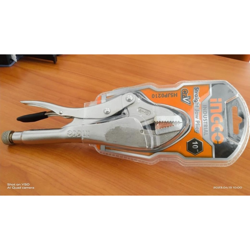 Kìm bấm khoá 10 inch hàm thẳng thép Cr-V  INGCO HSJP0210