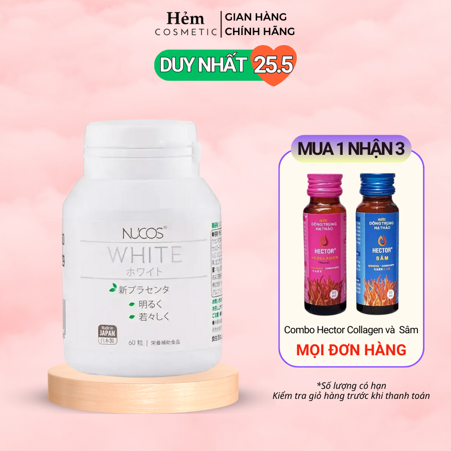 Viên uống trắng da mờ thâm nám Nucos White 60 viên - Hẻm Cosmetic
