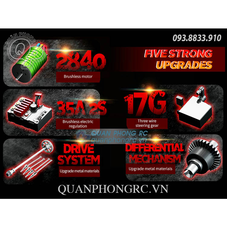 Xe Điều Khiển SCY 16101 PRO SWEEP Brushless 1/16 2.4G 4WD High Speed RC Truck Car