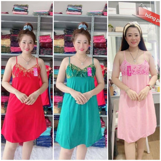 Freeship_Hàng Cao Cấp Đầm Nữ Thiết Kế  Đầm Thun Lạnh Dây Nhuyễn Mặc Nhà Cao Cấp Từ 40kg-75kg