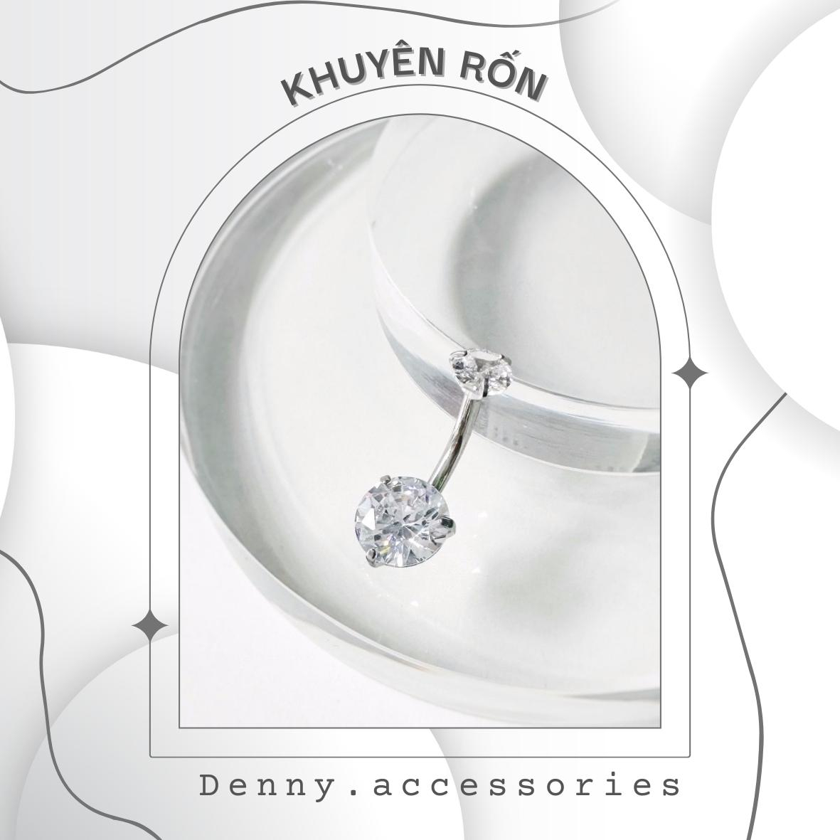 Khuyên rốn đá sáng lấp lánh chất liệu thép y tế không gỉ KR023