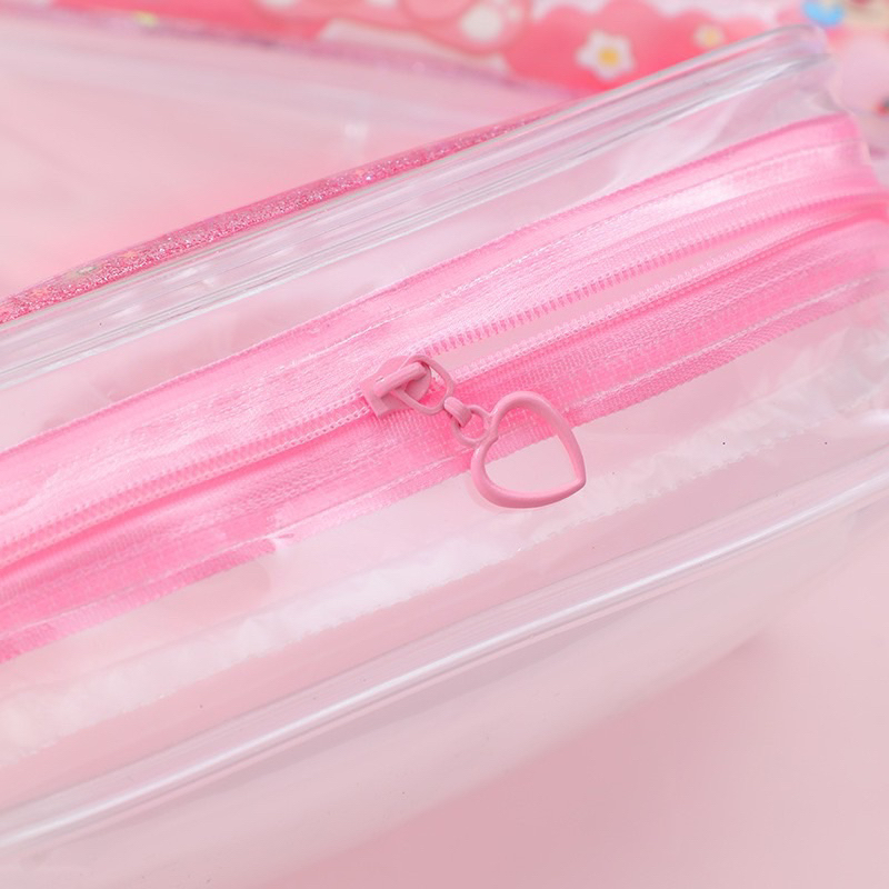 Túi Bút, Túi Đựng Mỹ Phẩm Kim Tuyến Nước Chảy Mẫu Gấu Dâu Lotso Siêu Xinh