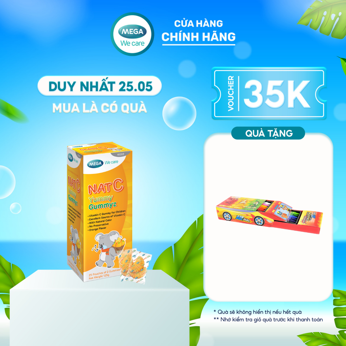 -Kẹo Dẻo Mega We Care NAT C YUMMY GUMMYZ Tăng Cường Đề Kháng, Giảm Cảm Lạnh, Cảm Cúm (Hộp 25 gói x 2 viên)