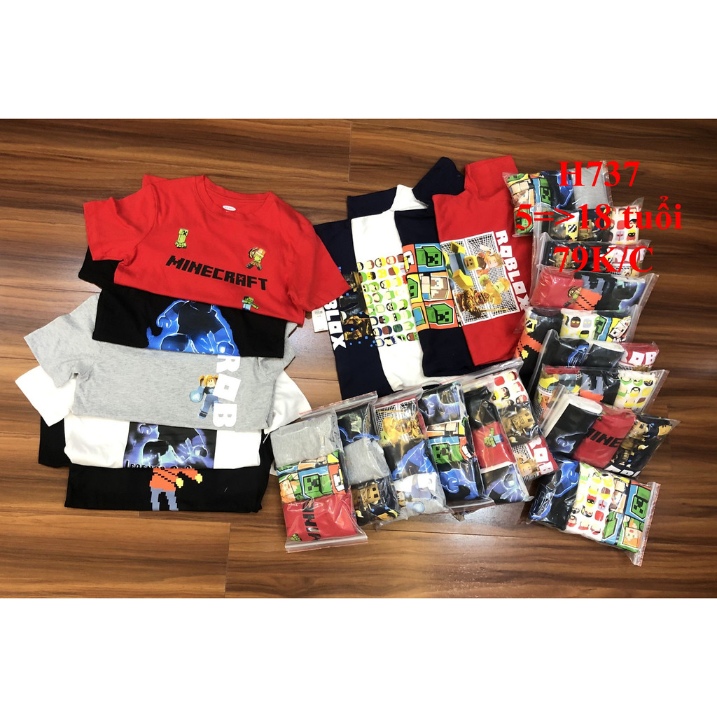 * Mã H737: Áo  bộ sưu tập Roblox, Minecraft siêu đẹp, xịn xò