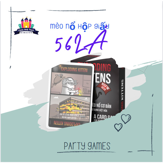 Bộ bài MÈO NỔ Hộp Giấy việt hóa Exploding kitten NHANH, VUI, BÙNG NỔ VÀ BỰA chơi cùng nhóm bạn