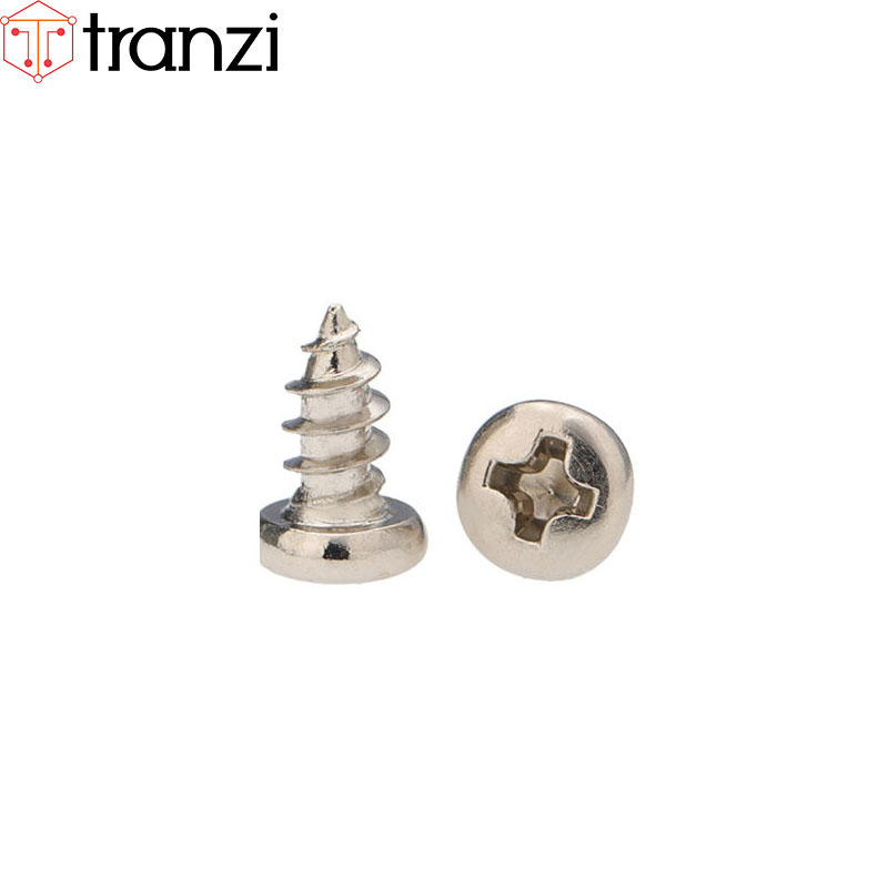 Vít bake đầu cầu đuôi nhọn ren thô mạ niken M3x6 - túi 50 cái