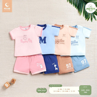 MOON chính hãng - Bộ cộc tay vải petit mềm mát cho bé