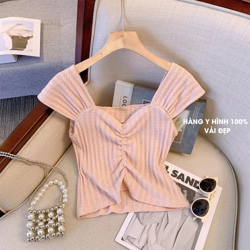 Áo croptop cổ vuông - Áo croptop ôm sát - Áo ren nữ sành điệu tay cánh tiên phong cách cá tính, dễ thương