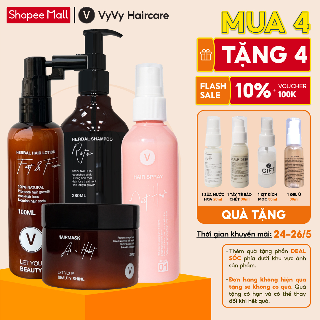 Bộ sản phẩm phục hồi cho mái tóc bóng khỏe mềm mượt combo 11 vyvyhaircare V 730ml