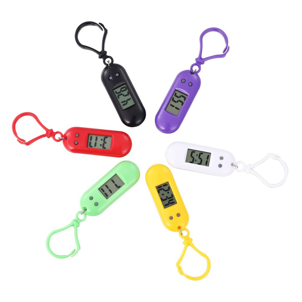 Đồng hồ số điện tử mini treo móc chìa khóa balo cặp bỏ túi xem giờ tiện lợi, móc khóa đồng hồ điện tử nhựa mini mặt oval