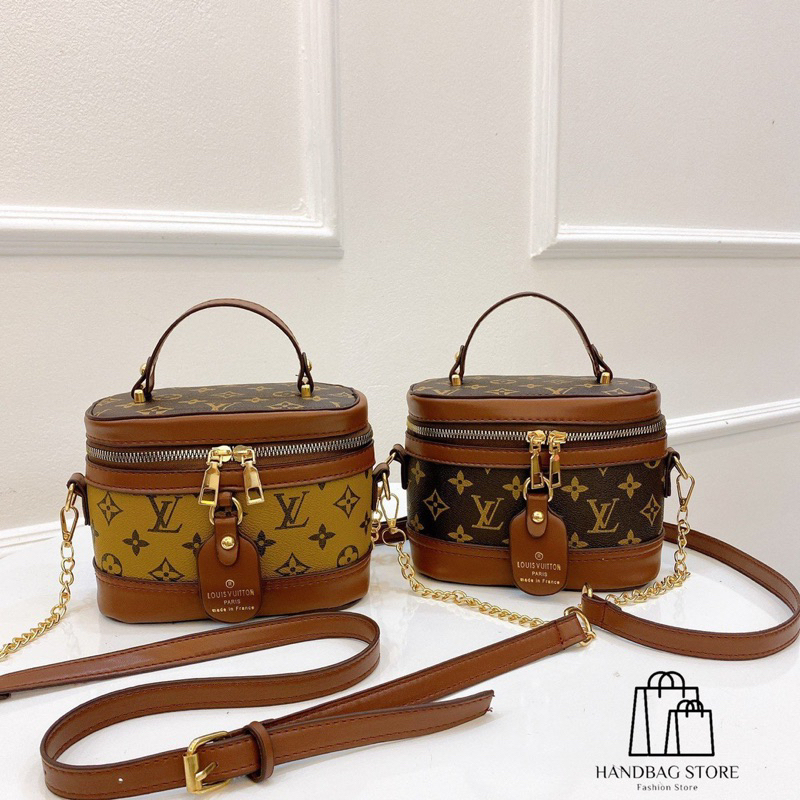 Túi xách đeo chéo Trống cơm Hoạ tiết Nâu