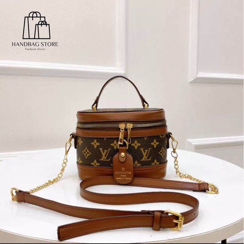 Túi xách đeo chéo Trống cơm Hoạ tiết Nâu