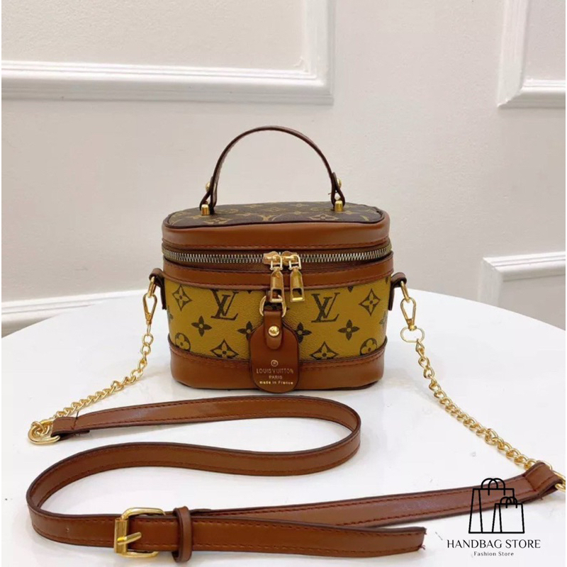 Túi xách đeo chéo Trống cơm Hoạ tiết Nâu