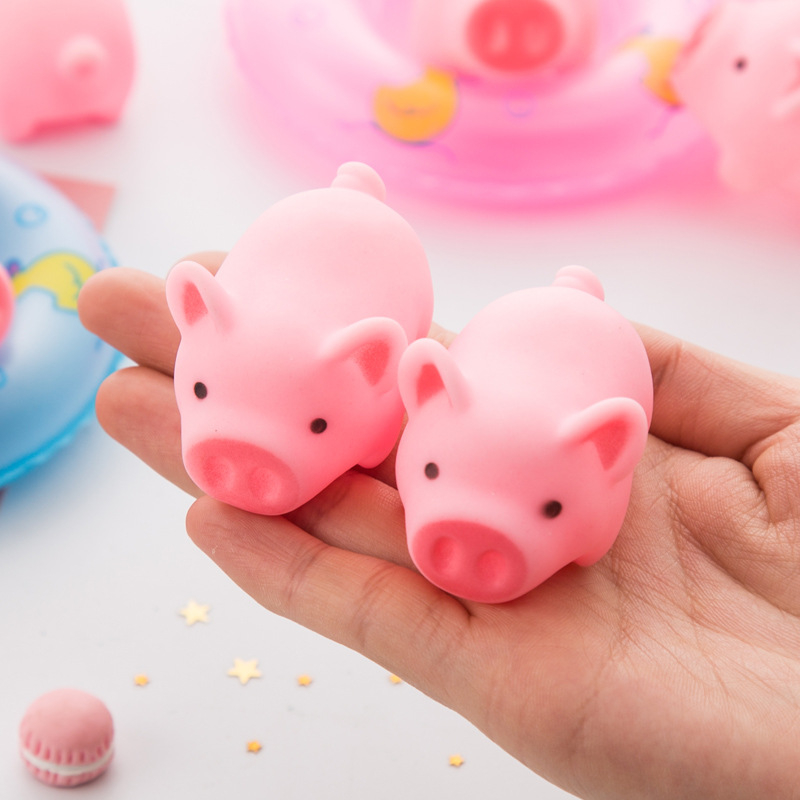 Heo con màu hồng dễ thương kêu chíp chíp, đồ chơi xả stress, decor bàn học