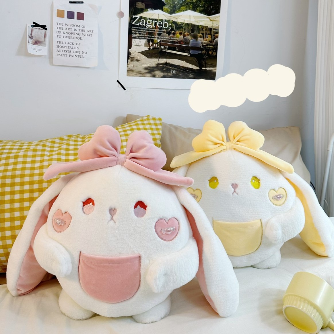 Order | Thú bông hình thỏ loli đáng yêu, bộ chăn gối văn phòng, gấu bông đút tay tiện lợi ấm áp