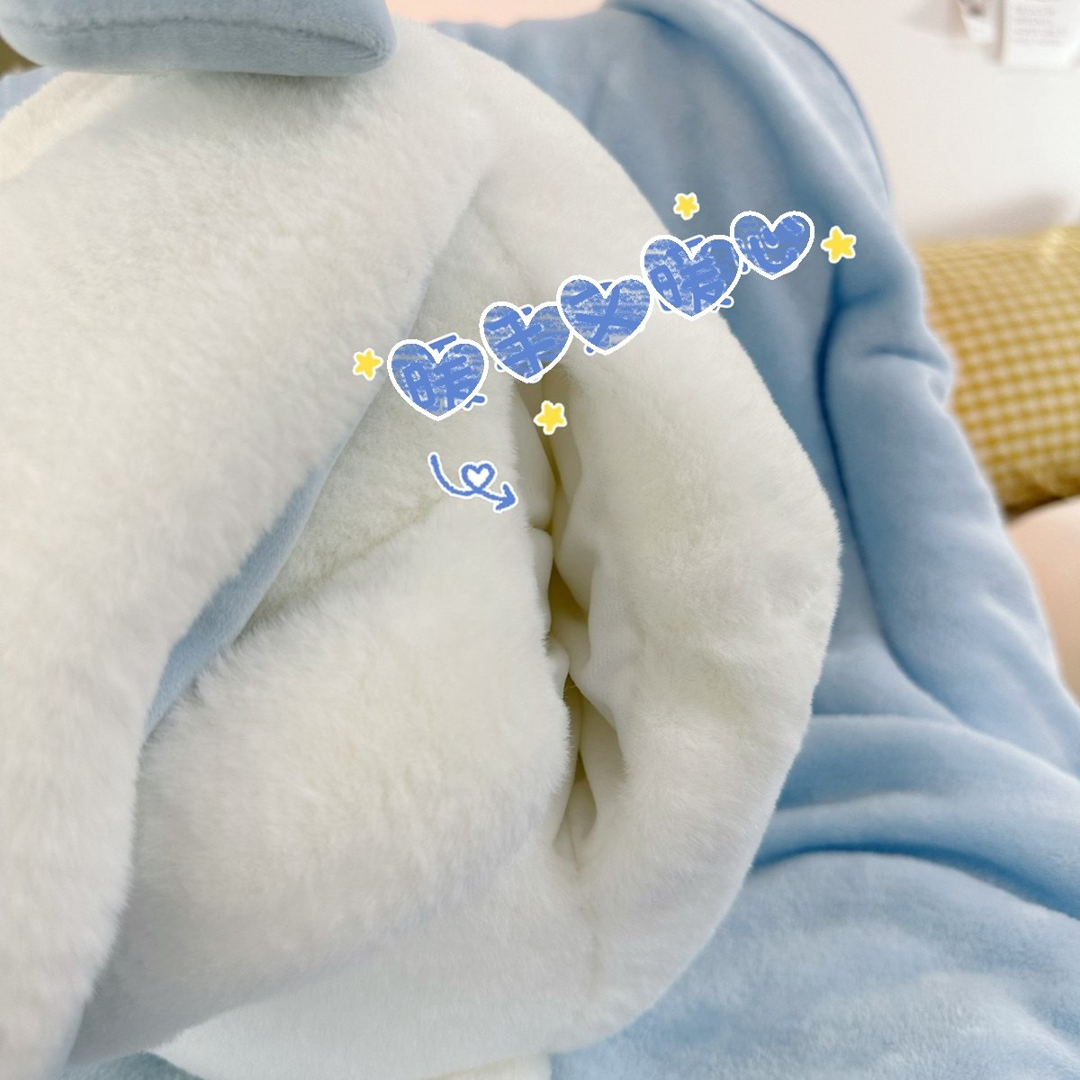 Order | Thú bông hình thỏ loli đáng yêu, bộ chăn gối văn phòng, gấu bông đút tay tiện lợi ấm áp