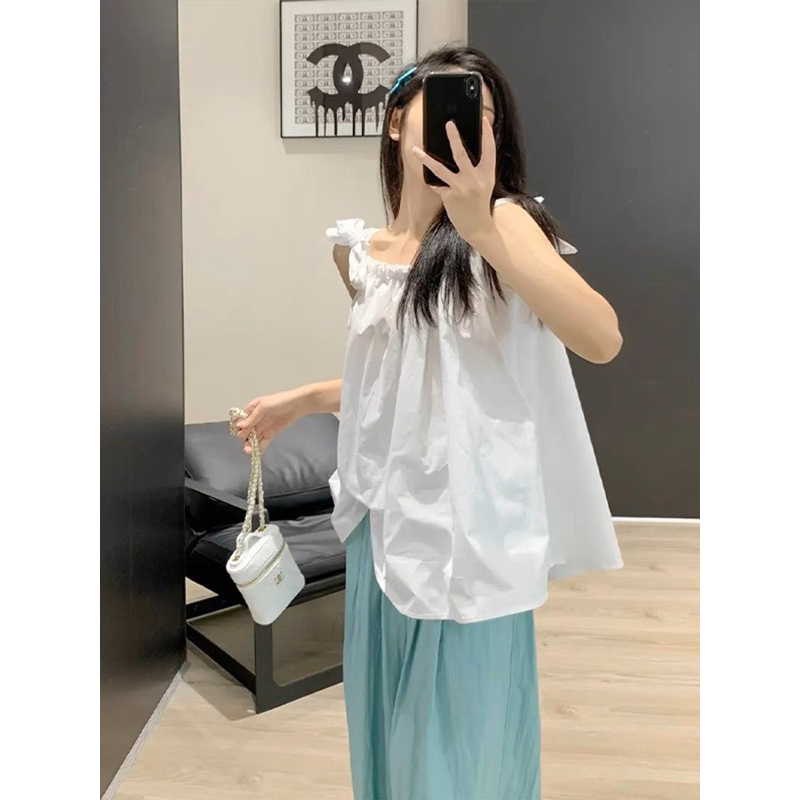 Áo cổ yếm buộc dây nơ hot 2023 mẫu mới dáng babydoll siêu xinh ảnh thật cuối - hàng có sẵn