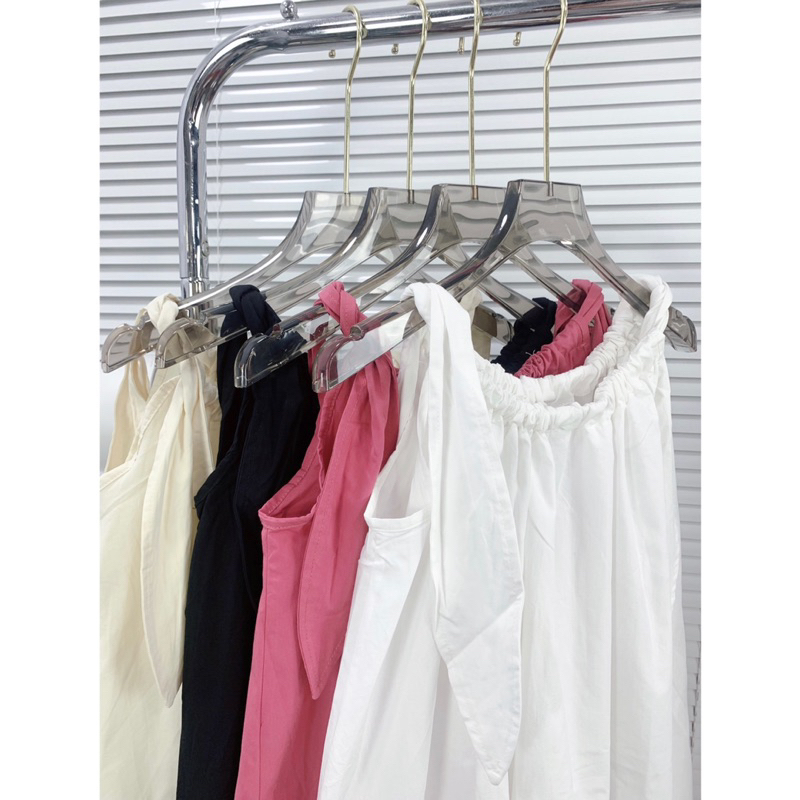 Áo cổ yếm buộc dây nơ hot 2023 mẫu mới dáng babydoll siêu xinh ảnh thật cuối - hàng có sẵn