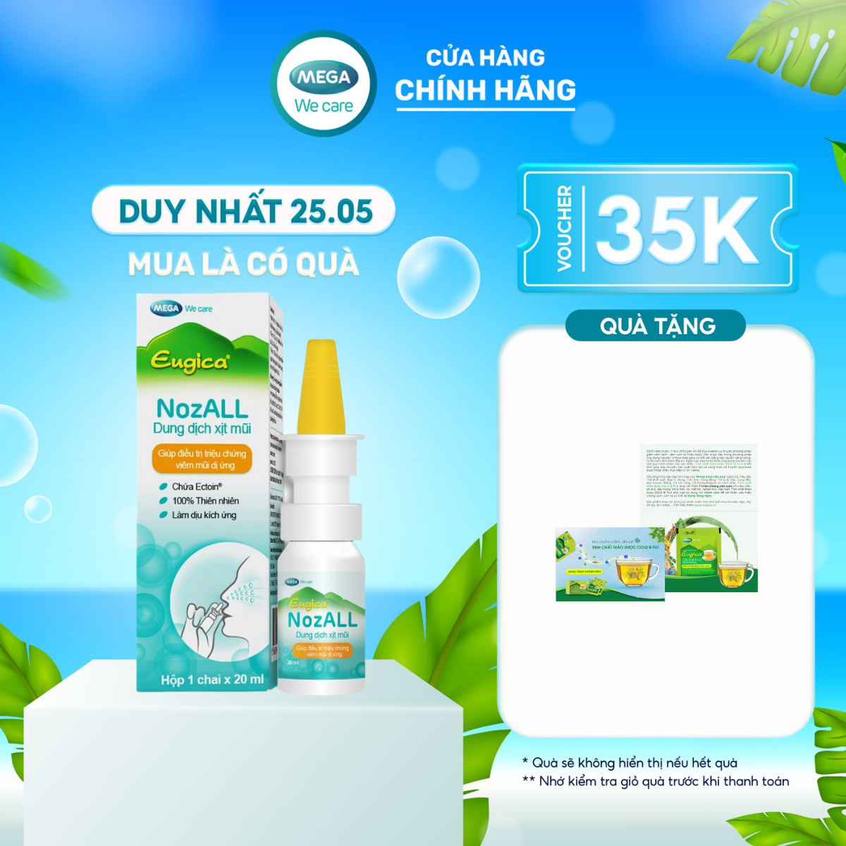 - Xịt Mũi Mega We Care EUGICA NOZALL (Chai/20ml) - Hỗ trợ Phòng Ngừa Và Giúp Giảm Triệu Chứng Mũi Dị Ứng