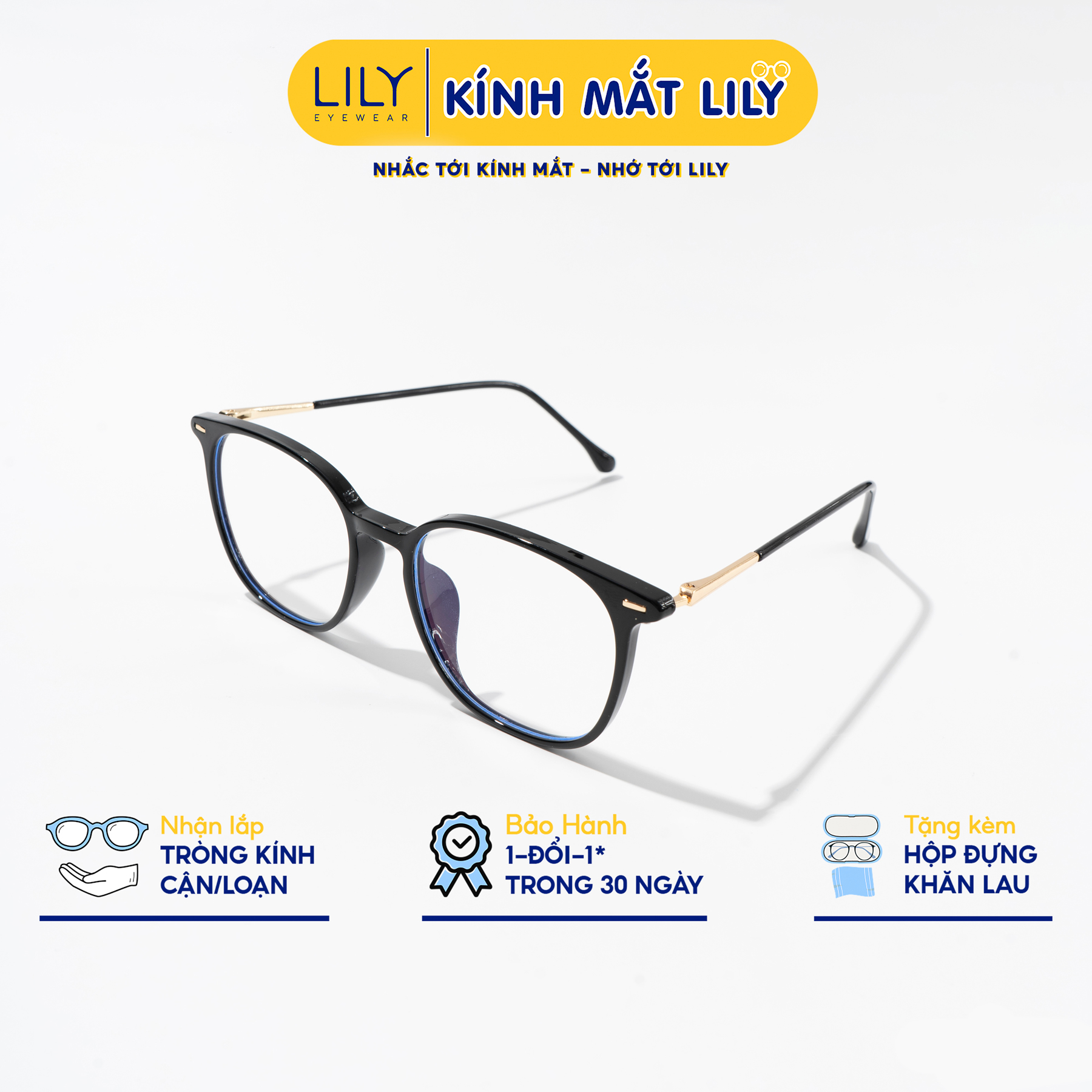 Kính mắt nam nữ LILYEYEWEAR bọc kim loại chắc chắn kiểu dáng thời trang phù hợp với nhiều khuôn mặt 1118