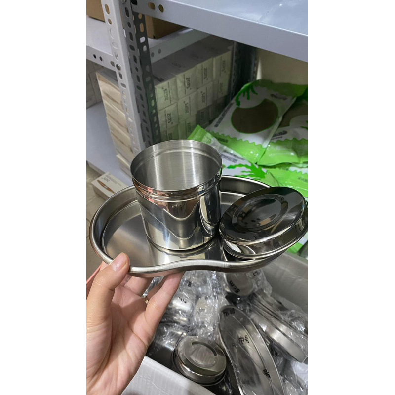 Khay Hạt Đậu Và Hũ Inox Phun Xăm - SPA - TMV