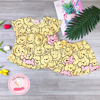 Bộ lanh/Tole đùi mặc nhà bé gái shop thỏ baby kids