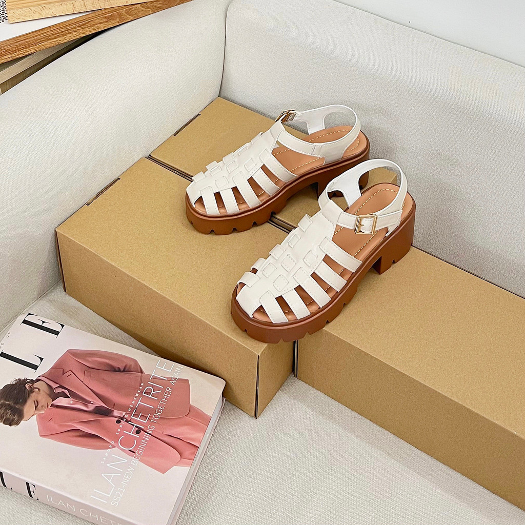 Xăng-Đan Rọ Đế Bánh Mì Có Quai Hậu Dáng Cao 6cm Da Mềm Đi Êm Chân Mã Nem Tigish 010523 | Bảo Hành 6 Tháng