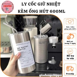 Ly cốc giữ nhiệt kèm ống hút 600ml