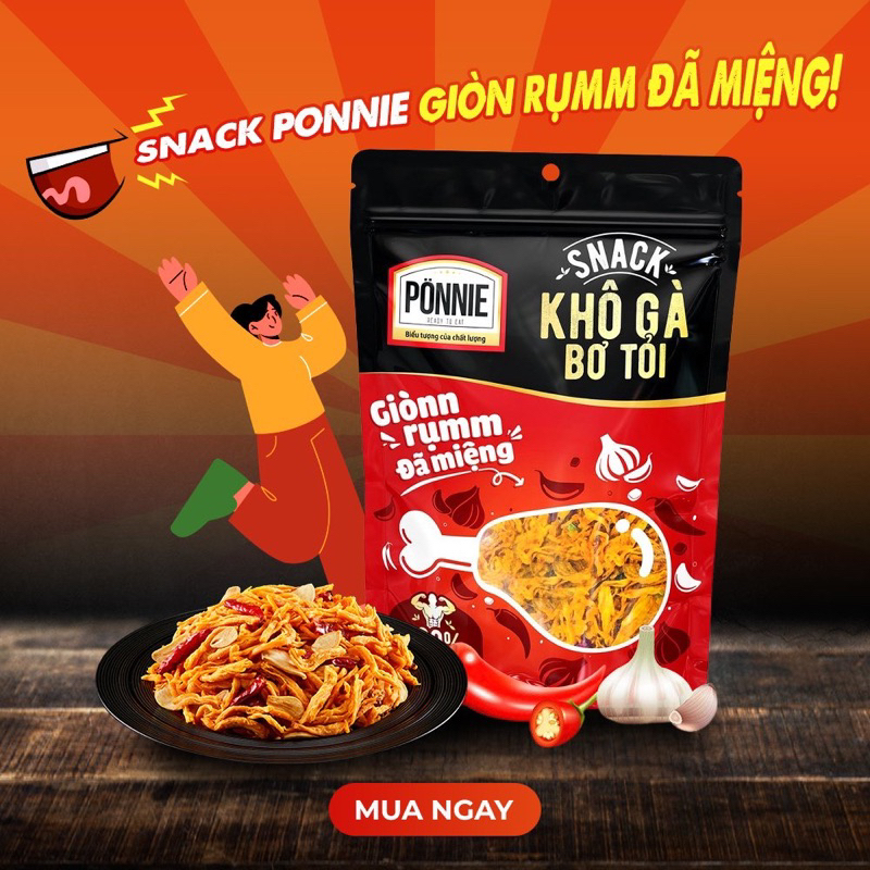 Khô gà lá chanh - Khô gà bơ tỏi gói 35g Ponnie thế giới ăn vặt