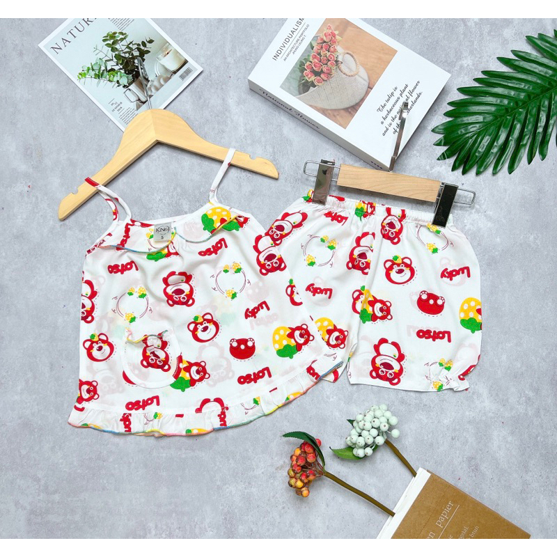 Bộ tole/lanh bé gái đùi 2 dây - KN Kids