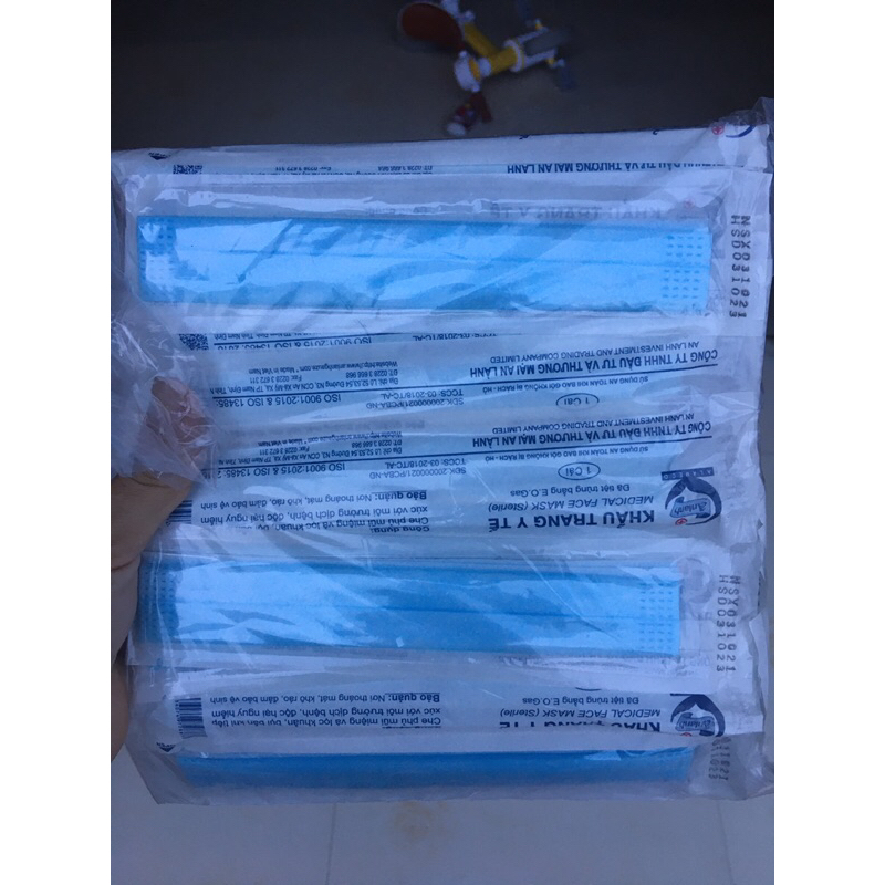 Khẩu trang y tế An Lành 3 lớp, tiệt trùng bịch 50 gói ( 1 cái/gói, 50 gói/bịch)