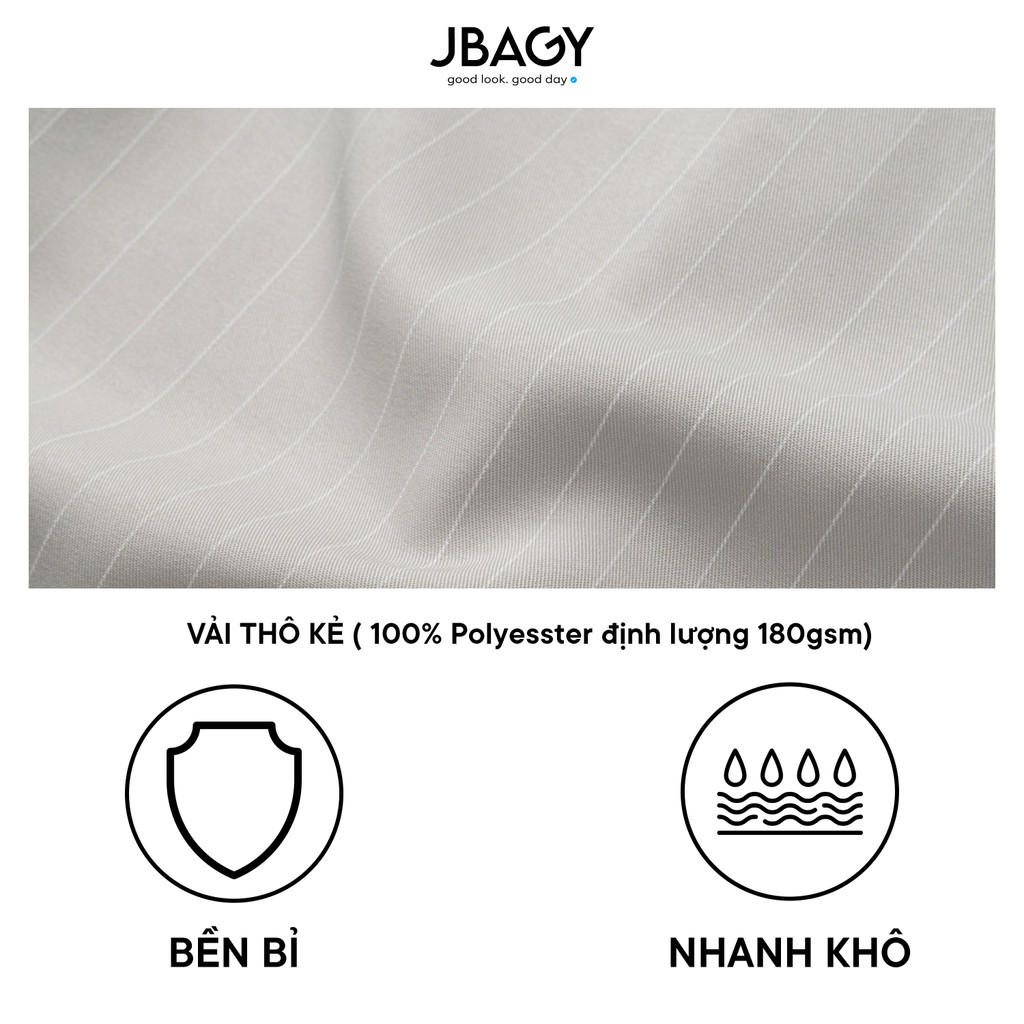 Áo sơ mi nam dài tay dáng rộng kẻ sọc mảnh vải phối măng set cổ tay thương hiệu JBAGY - JS0706