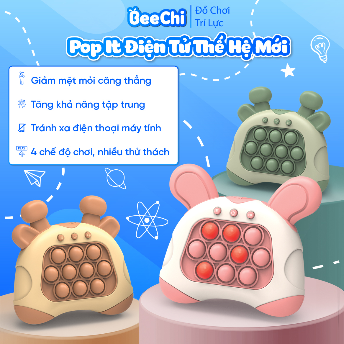 Pop it điện tử xả stress theo nhạc nút bấm cao cấp- 70 cấp độ - Đồ chơi giải trí rèn luyện khả năng tập trung, phản xạ