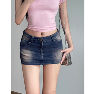 Chân váy y2k jeans cạp thấp